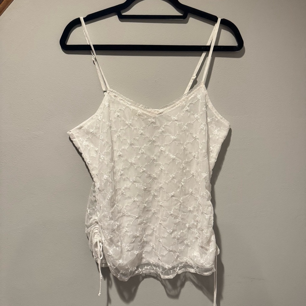 Y2K White Lace Women’s Camisole Large Lined V-Neck